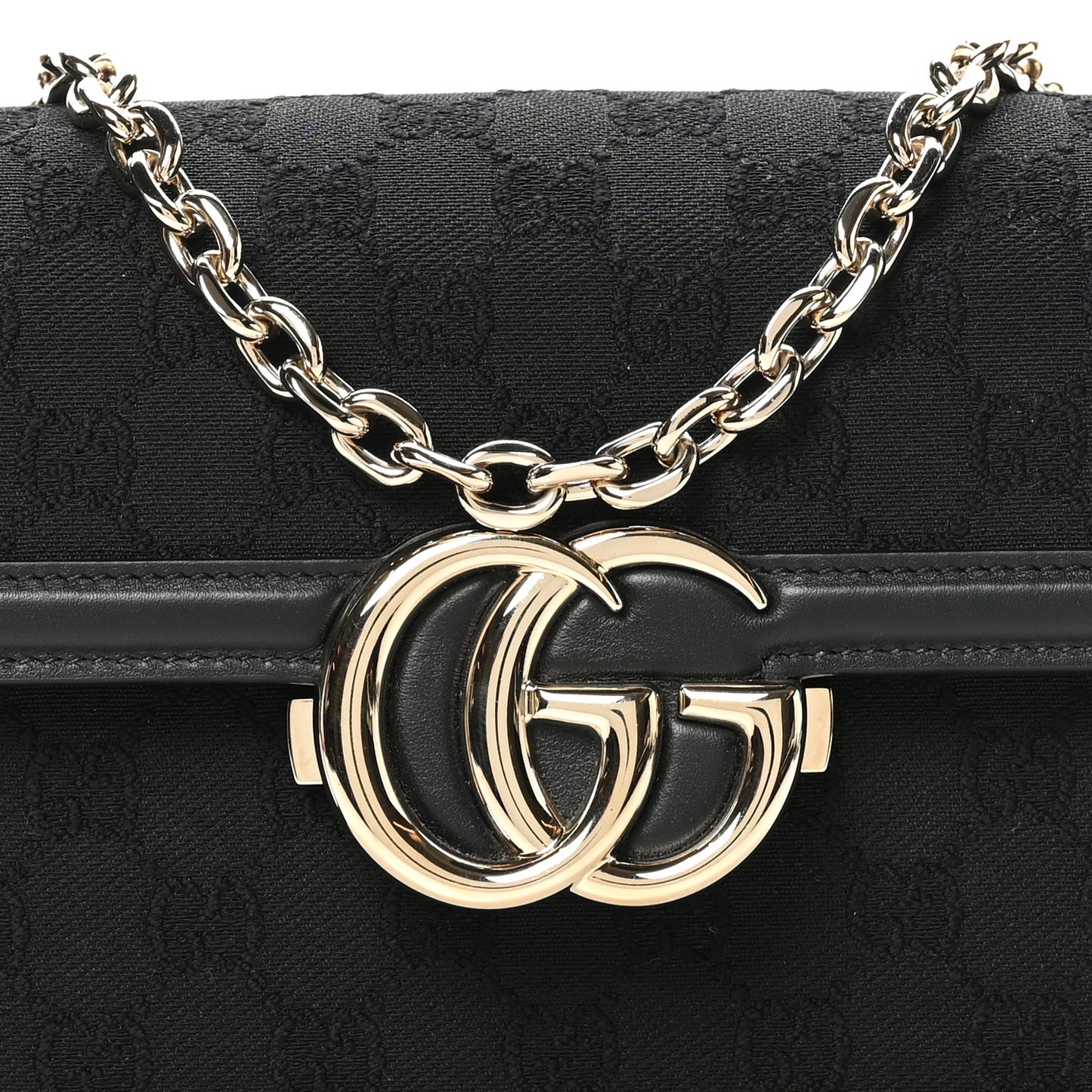 Crepe Wool Silk GG Monogram Go Small Shoulder Bag Black