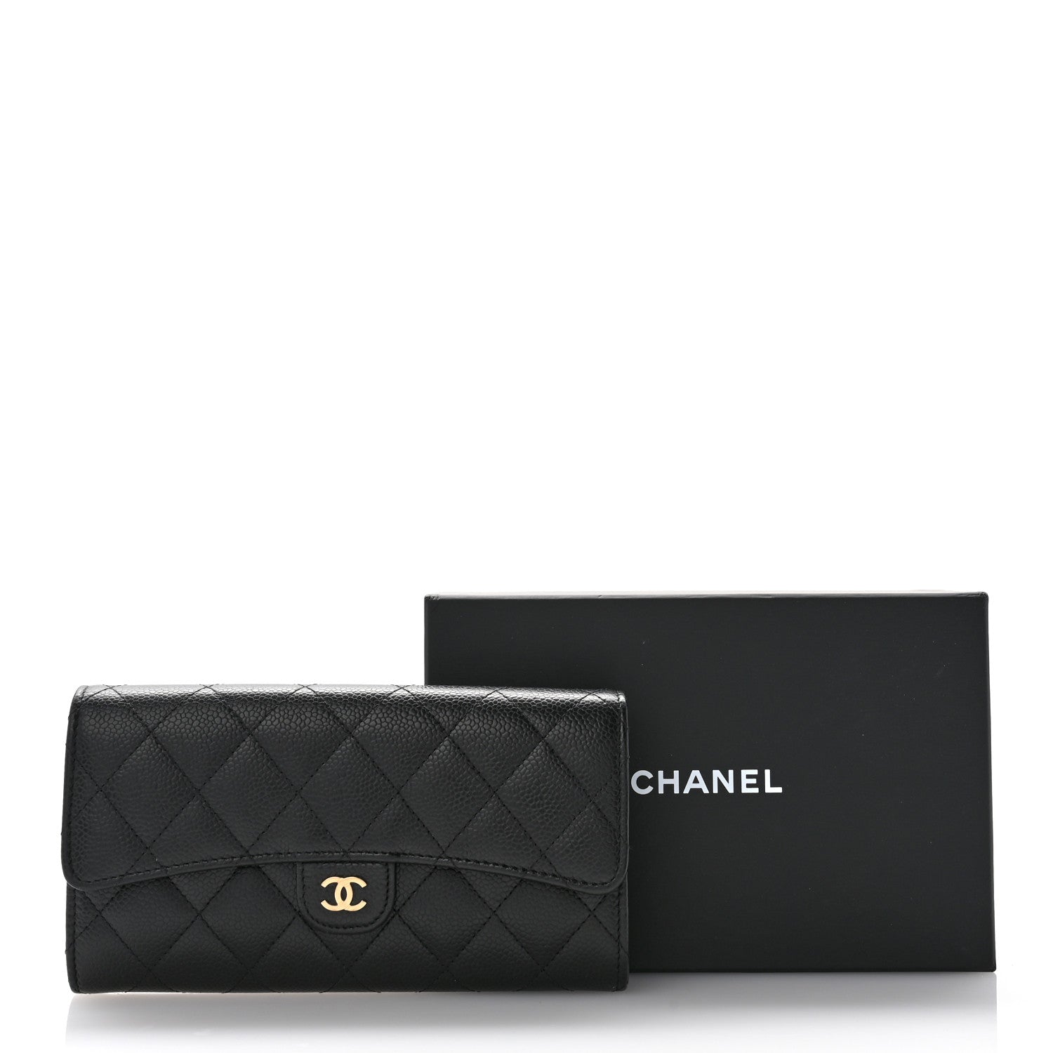 Chanel Caviar Quilted Large Gusset Flap Wallet Black 9 of 9
