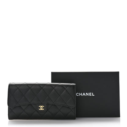 Chanel Caviar Quilted Large Gusset Flap Wallet Black 9 of 9