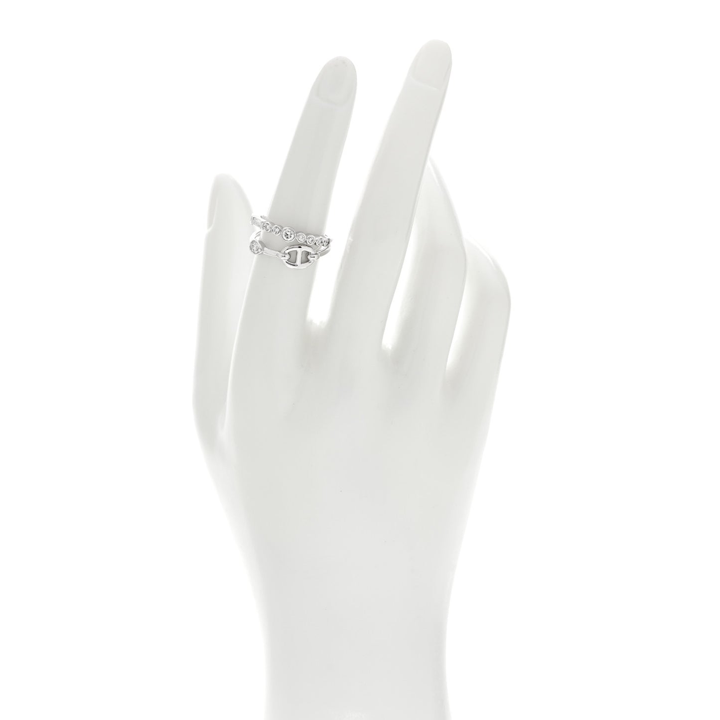 18K White Gold Diamond Chaine D'Ancre Fancy Chaos Ring 53 6.5