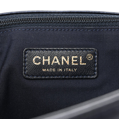 Chanel Lambskin Embossed Large Boy Cube Flap Navy Blue 6 of 17