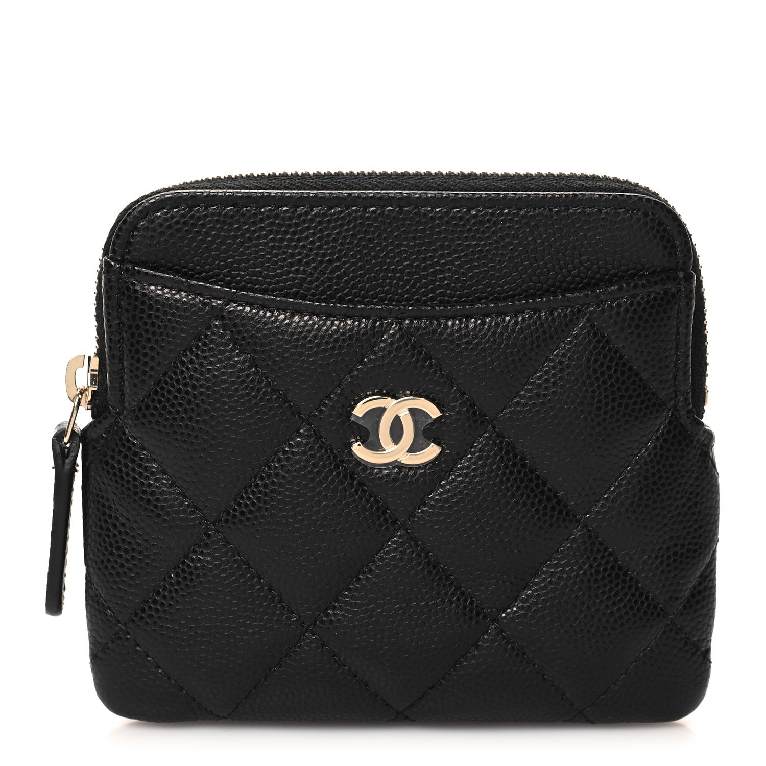 Chanel Caviar Quilted Zip Card Holder Wallet Black 1 of 8