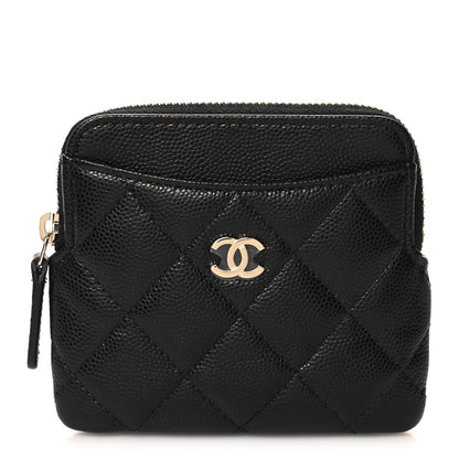 Chanel Caviar Quilted Zip Card Holder Wallet Black 1 of 8