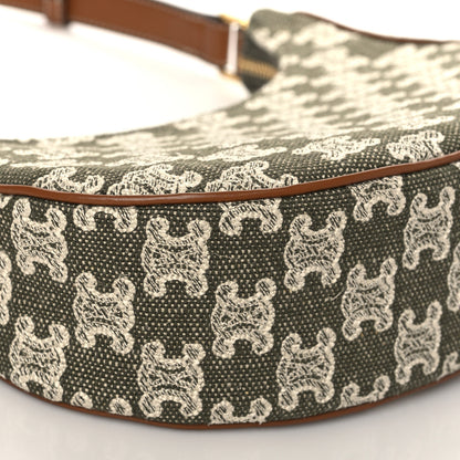 Celine Canvas Calfskin Ava Triomphe Shoulder Bag Green 9 of 9