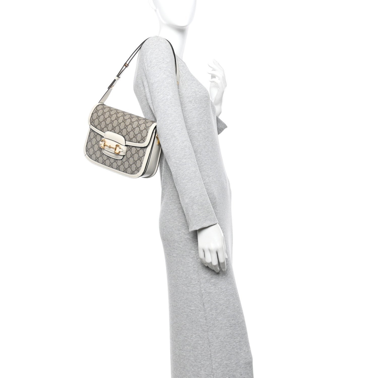 Gucci GG Supreme Monogram Horsebit 1955 Shoulder Bag Beige Mystic White 2 of 13