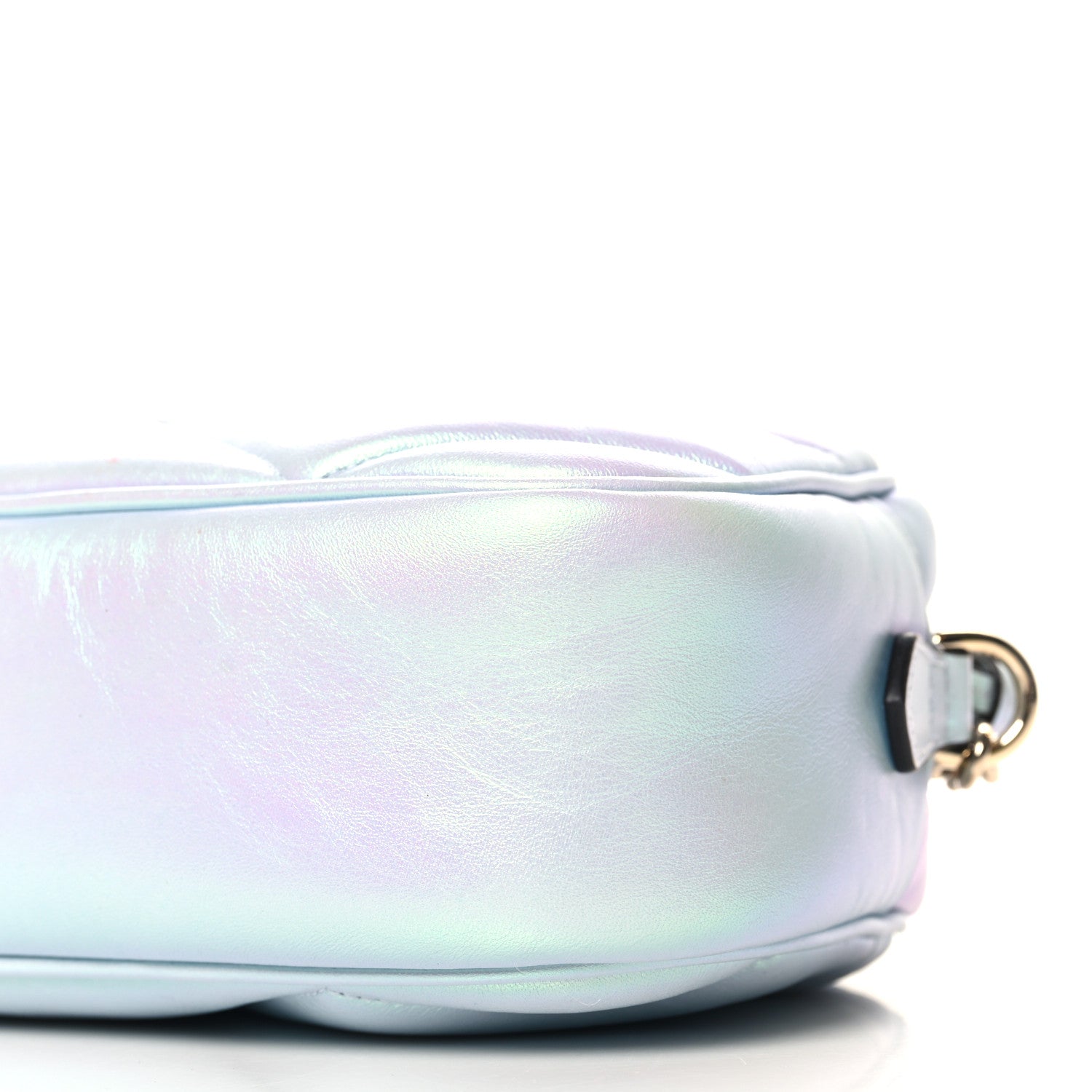 Gucci Iridescent Nappa Chevron Matelasse Small GG Marmont Chain Shoulder Bag Iridescent Snow Light Blue 10 of 11
