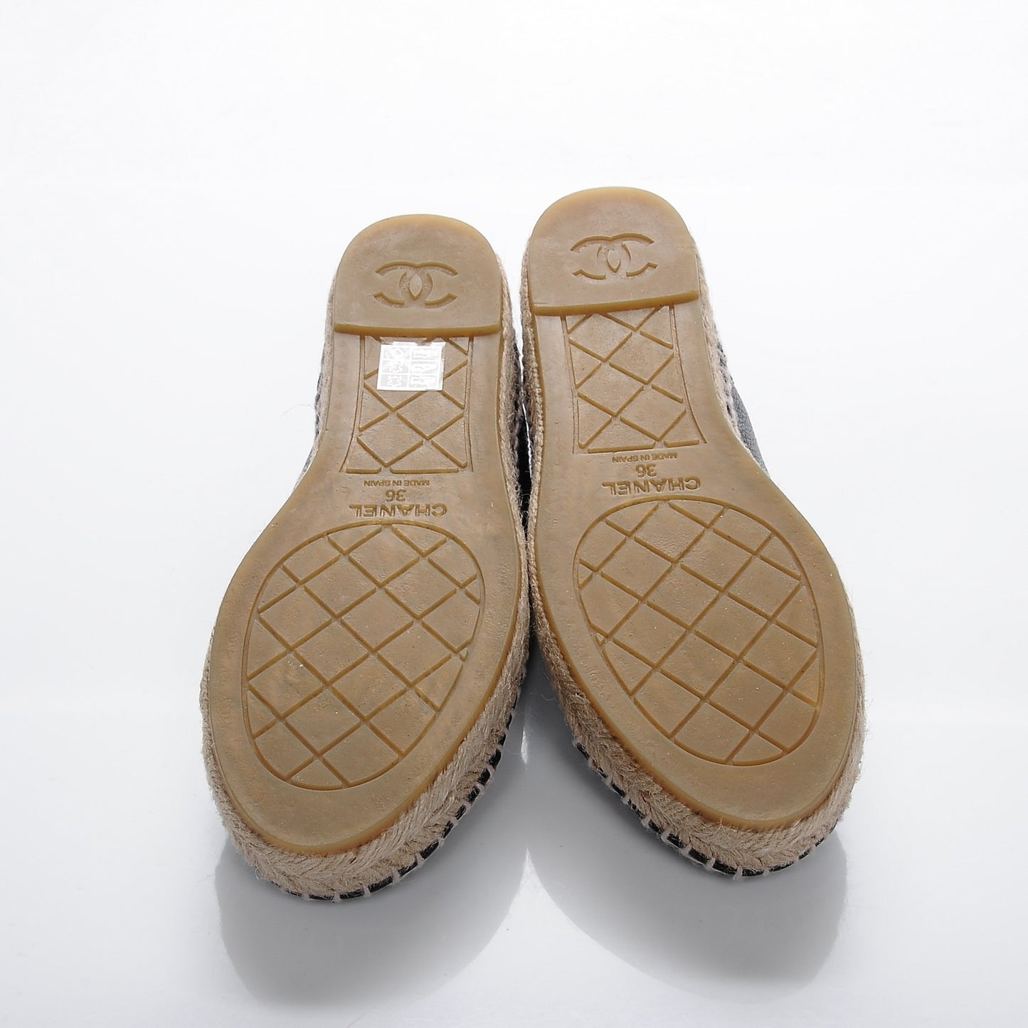 Grained Calfskin CC Espadrilles 36 Black