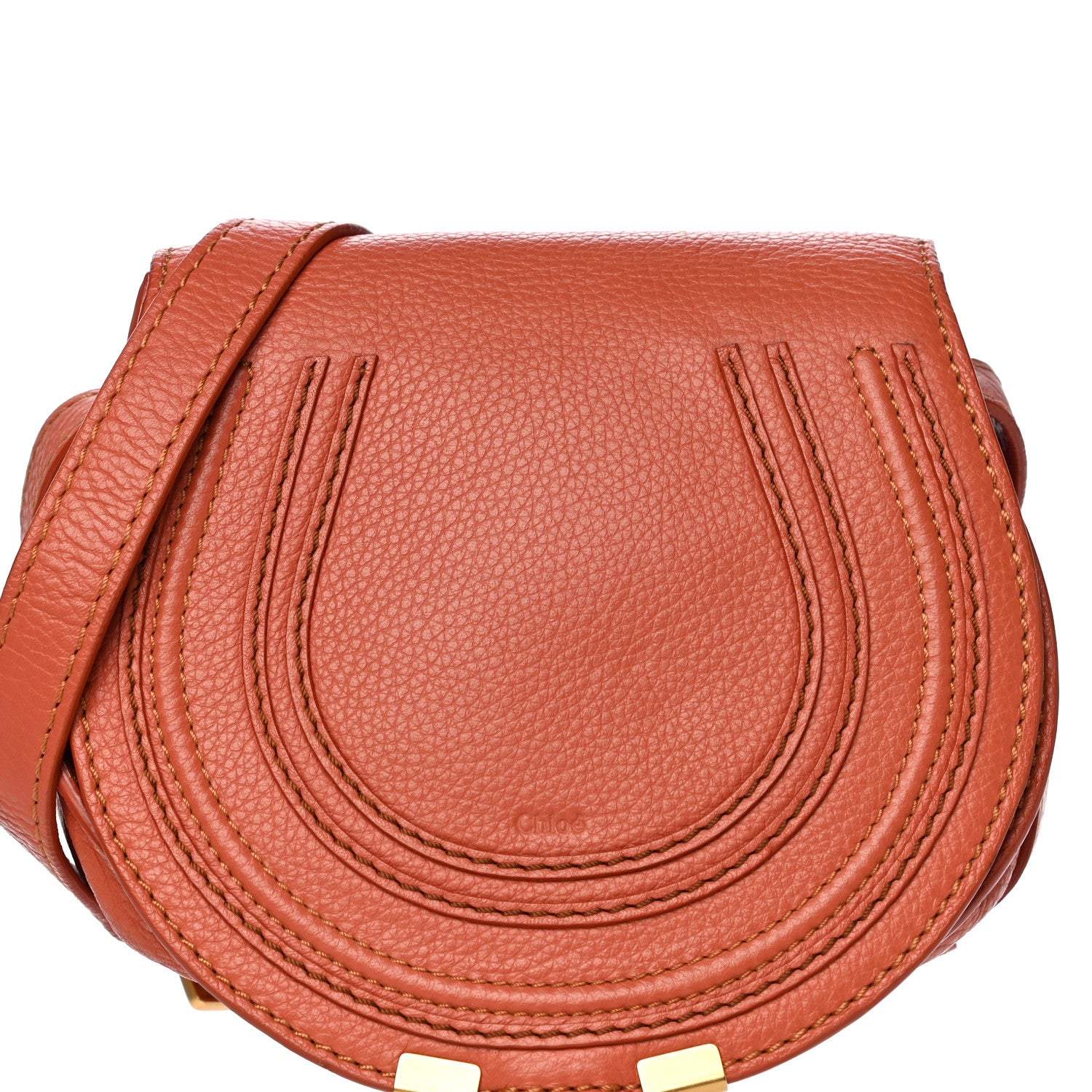 Chloe Calfskin Mini Marcie Round Crossbody Bag Whiskey 13 of 13