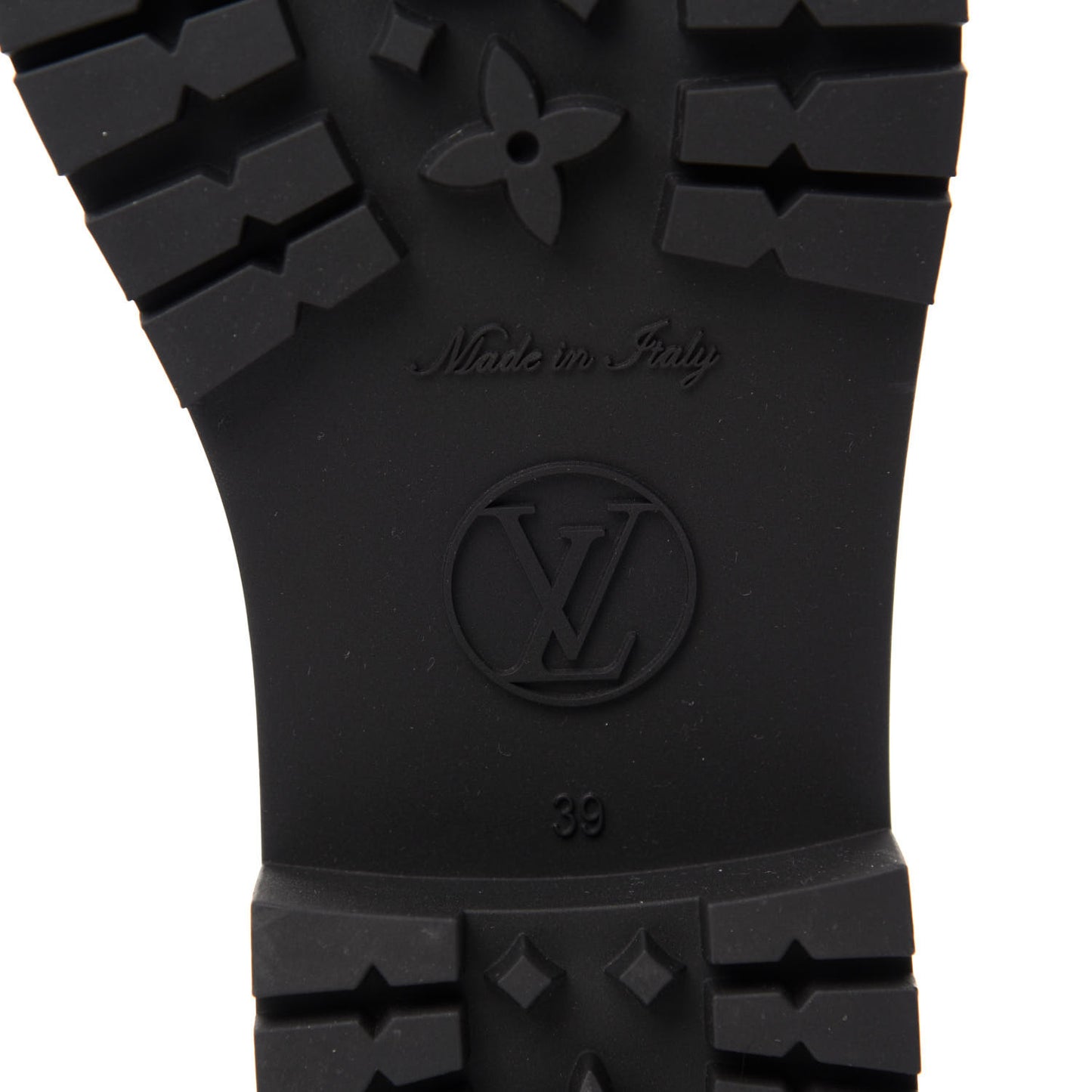 Rubber Embossed Monogram Drops Flat Half Boots 39 Black
