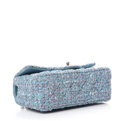 Chanel Tweed Quilted Mini Rectangular Flap Turquoise Purple White Red 4 of 10