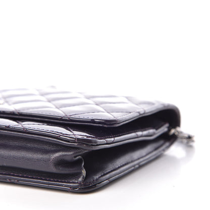 Chanel Patent Quilted Wallet On Chain WOC Dark Purple 9 of 9