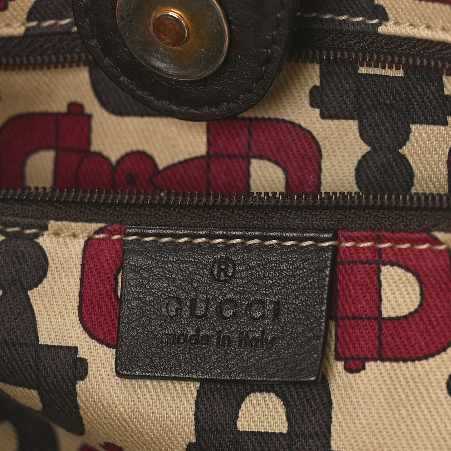 Guccissima Medium D Gold Tote Dark Brown