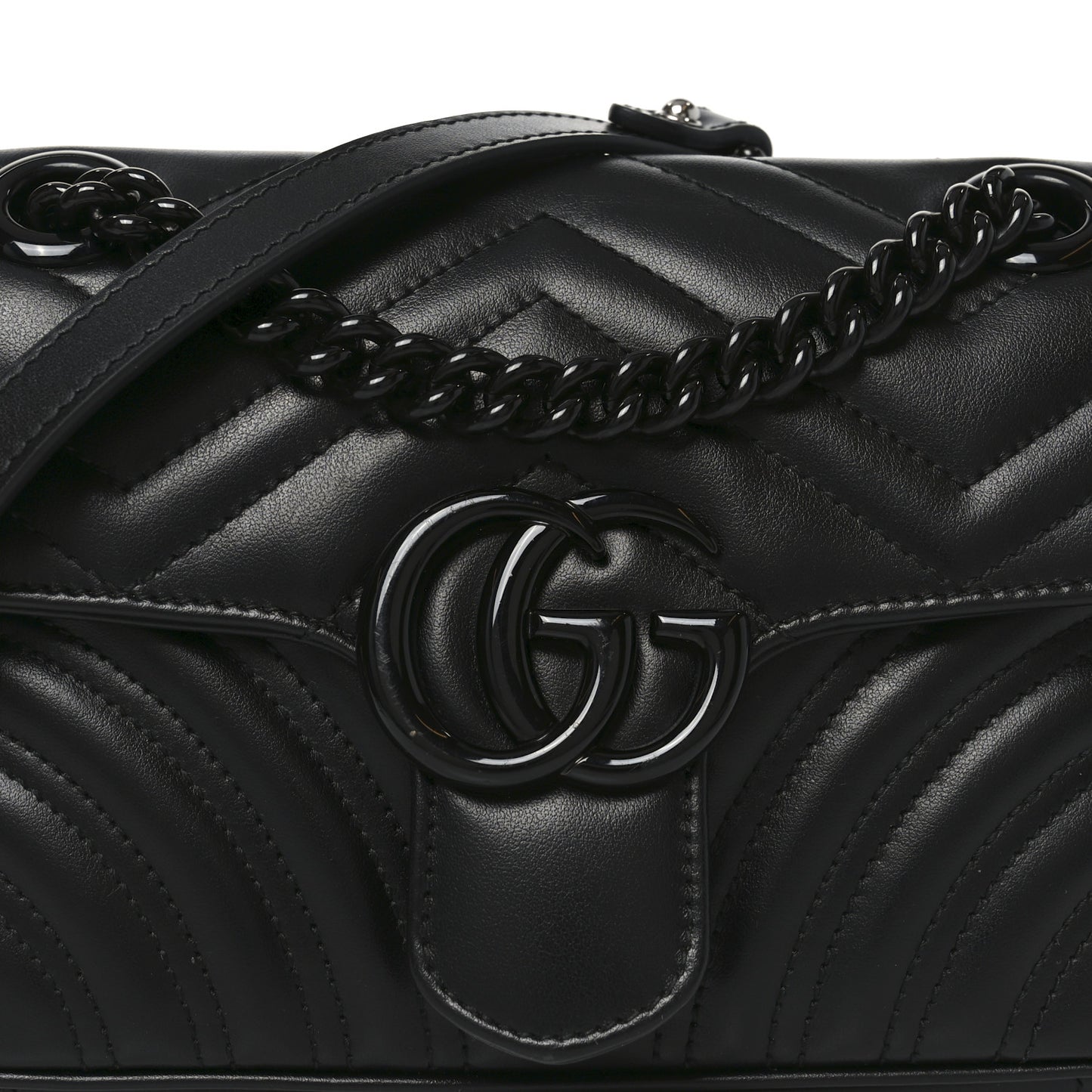 Calfskin Matelasse Monochrome Mini GG Marmont Shoulder Bag Black