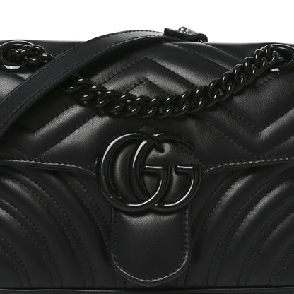 Gucci Calfskin Matelasse Monochrome Mini GG Marmont Shoulder Bag Black 8 of 10