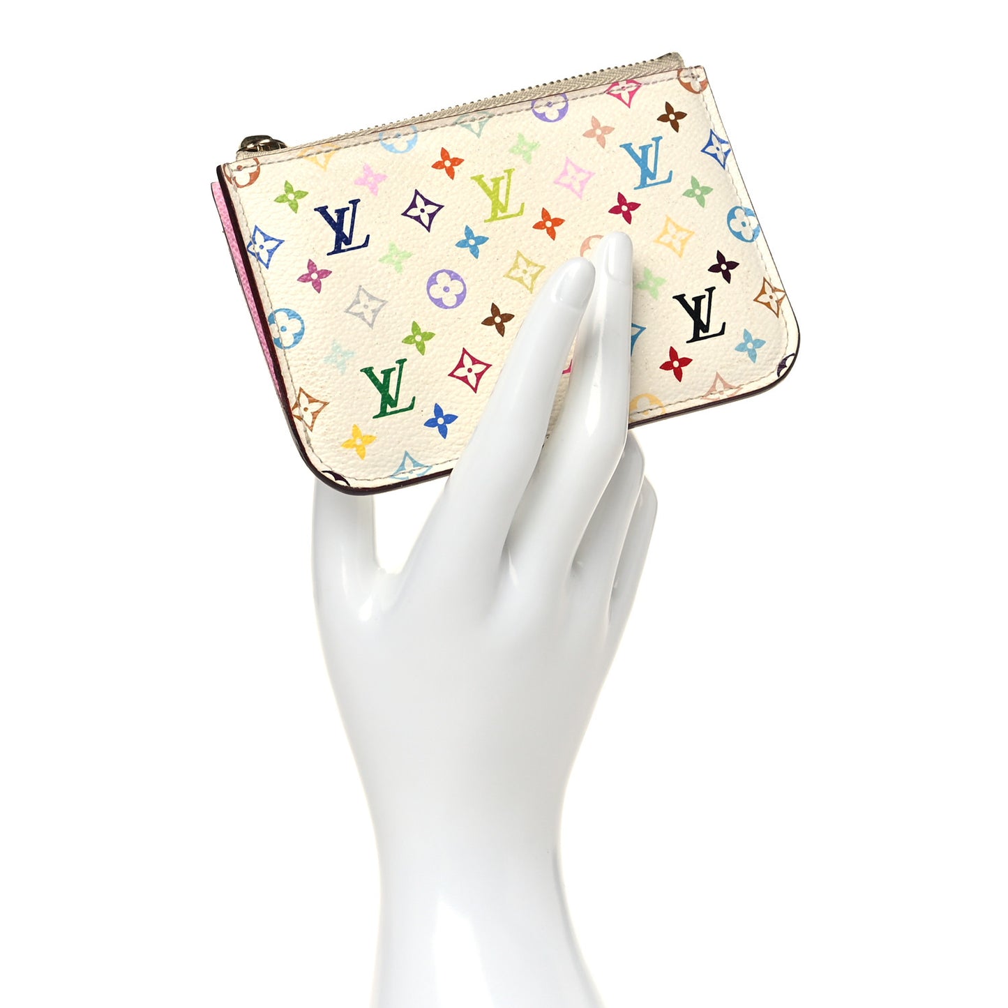 Monogram Multicolor Key Pouch White Litchi