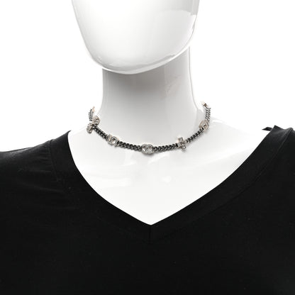 Chanel Ruthenium Crystal Chain CC Lucky Charms Choker Silver 2 of 6
