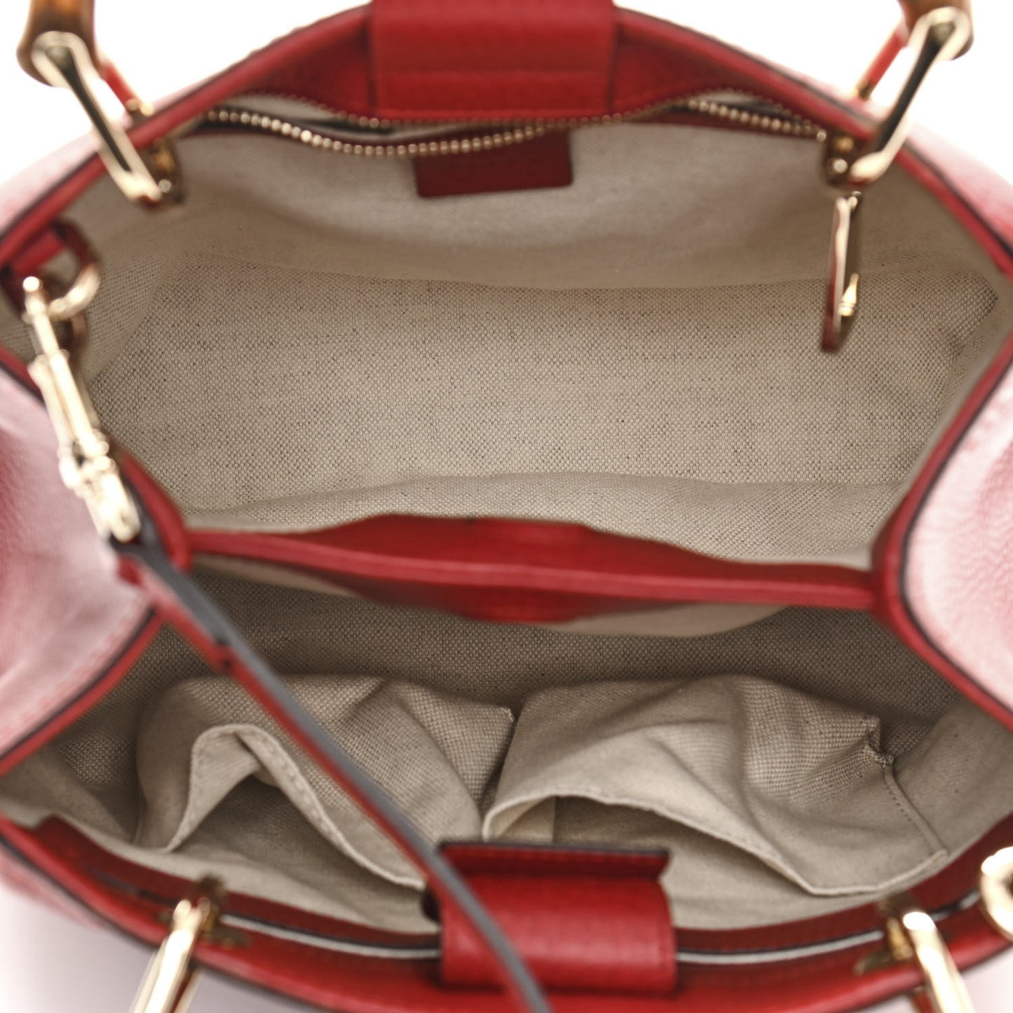Calfskin Small Bamboo Shopper Tote Red