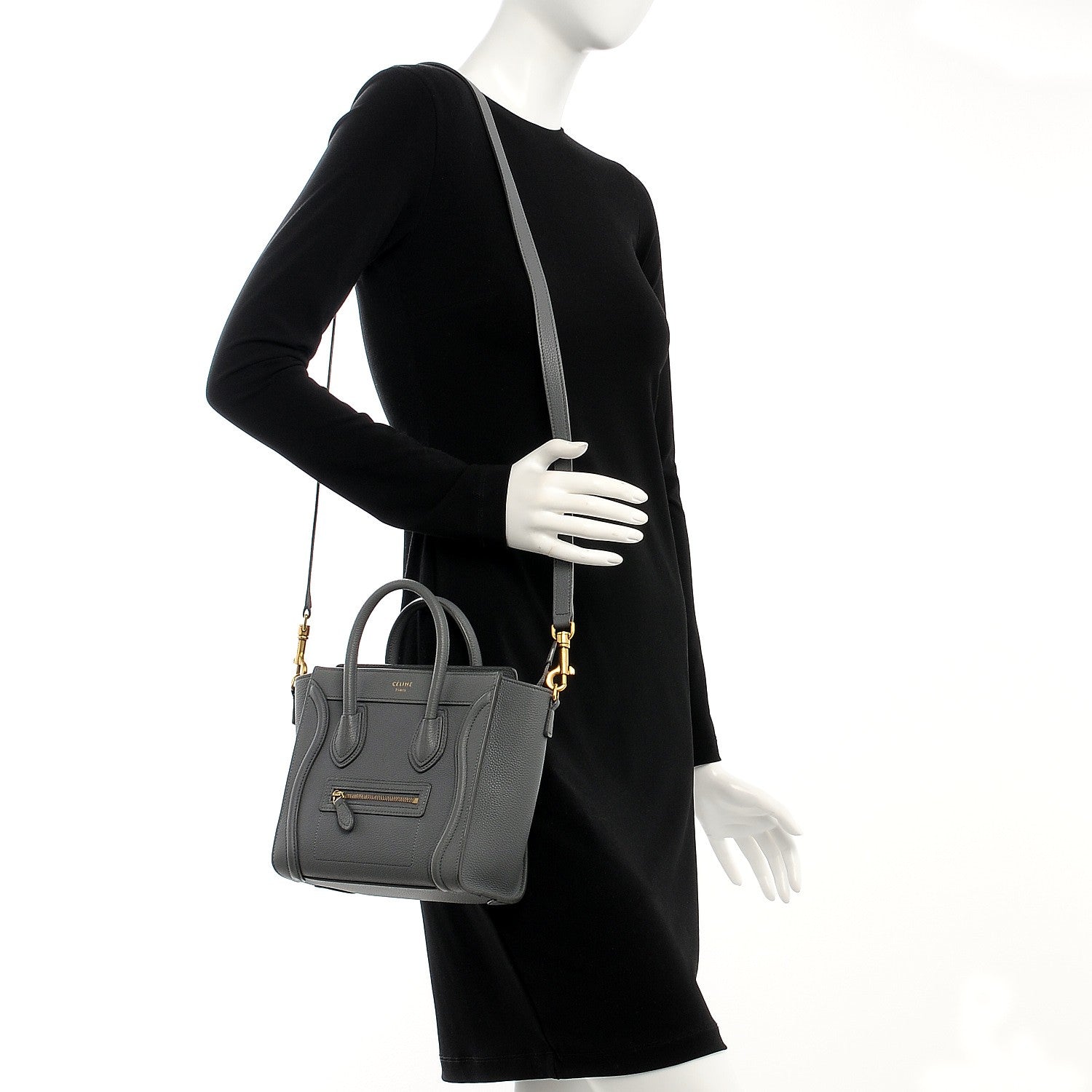 Celine Baby Grained Calfskin Nano Luggage Kohl 2 of 8