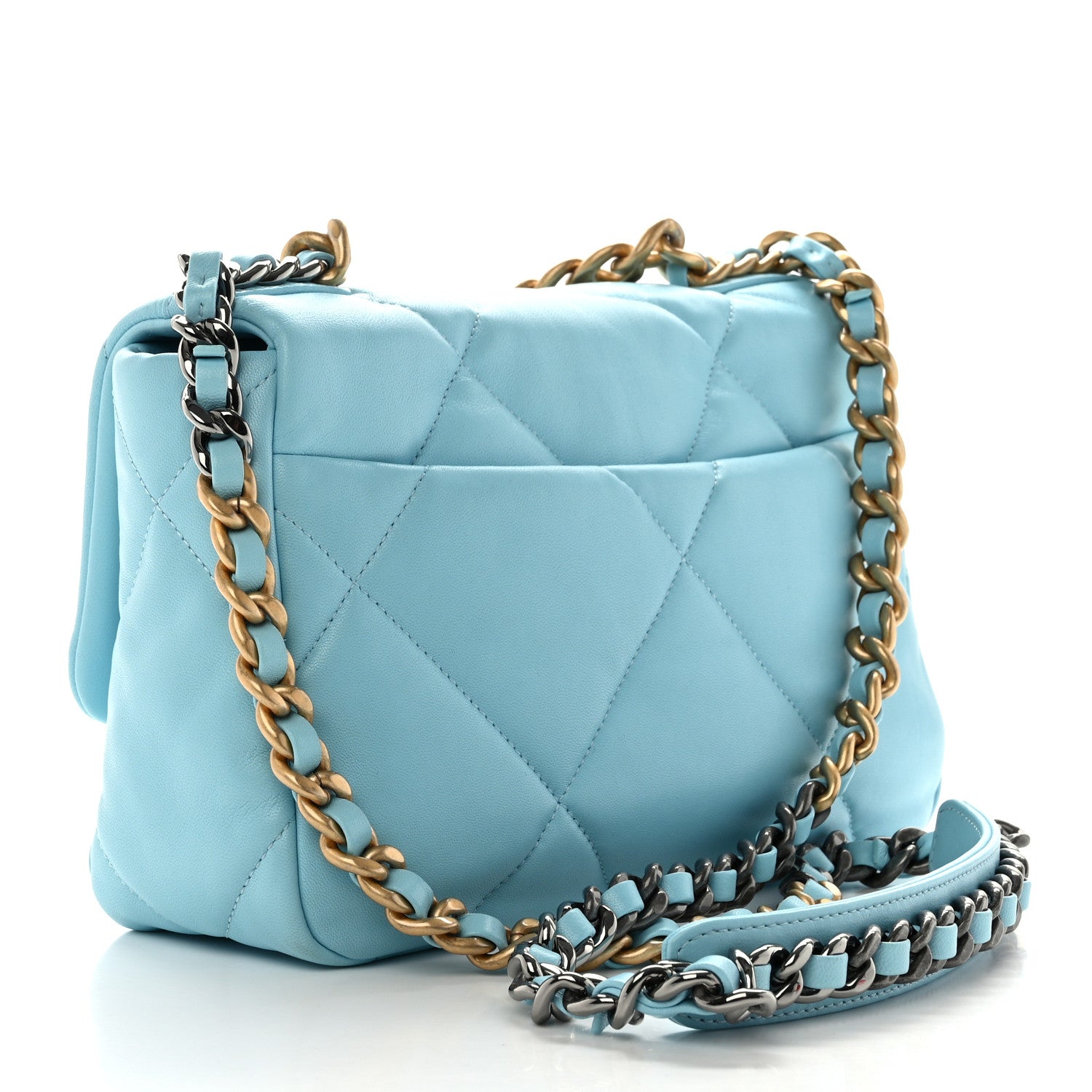 Chanel Lambskin Quilted Medium Chanel 19 Flap Light Blue 3 of 10