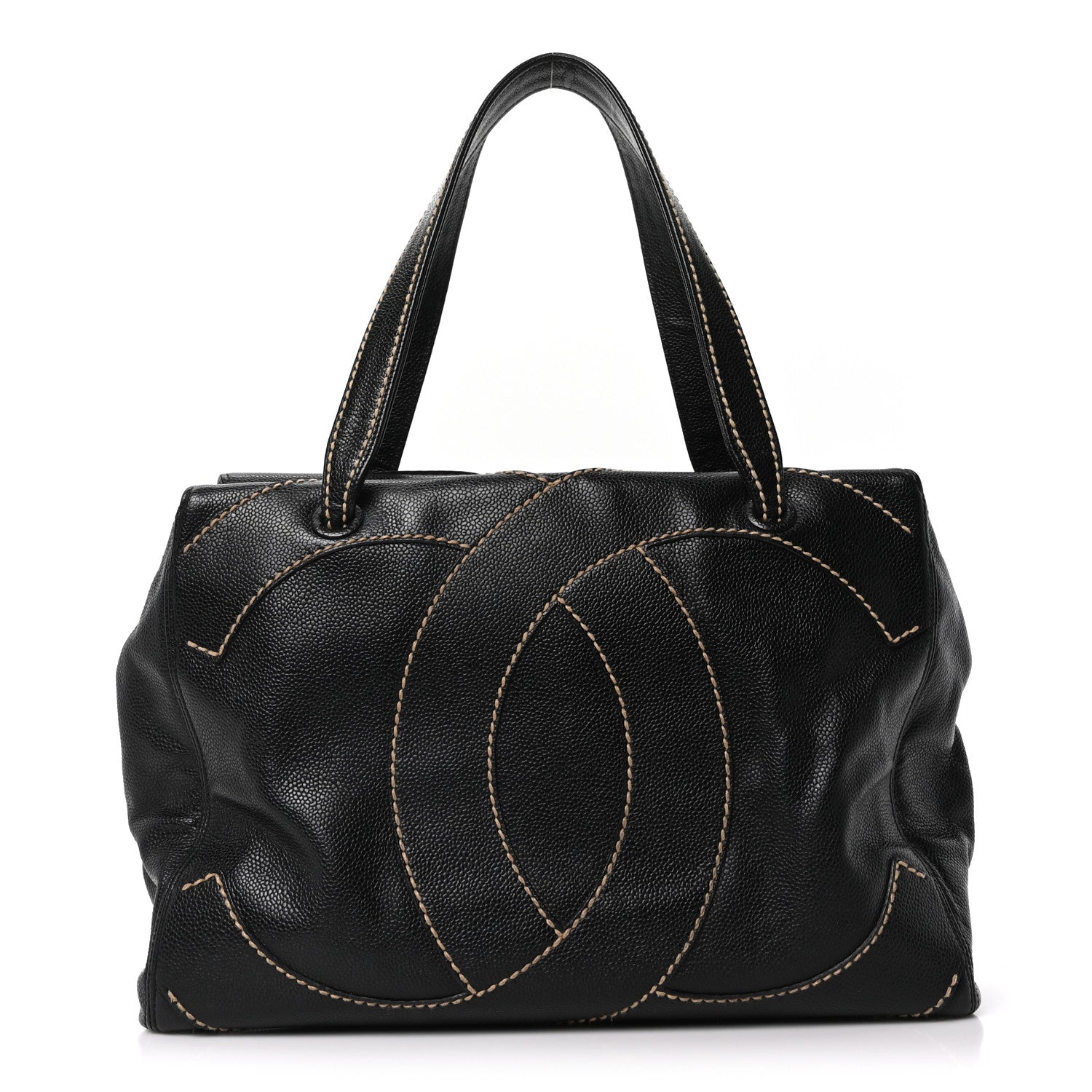 Chanel Caviar CC Stitched Medium Tote Black Black 1 of 10