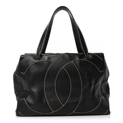 Chanel Caviar CC Stitched Medium Tote Black Black 1 of 10
