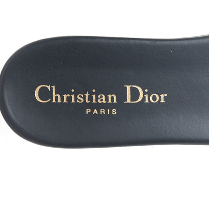 Christian Dior Canvas Embroidered Dway Mules Slide Sandals 37.5 Deep Blue 7 of 10