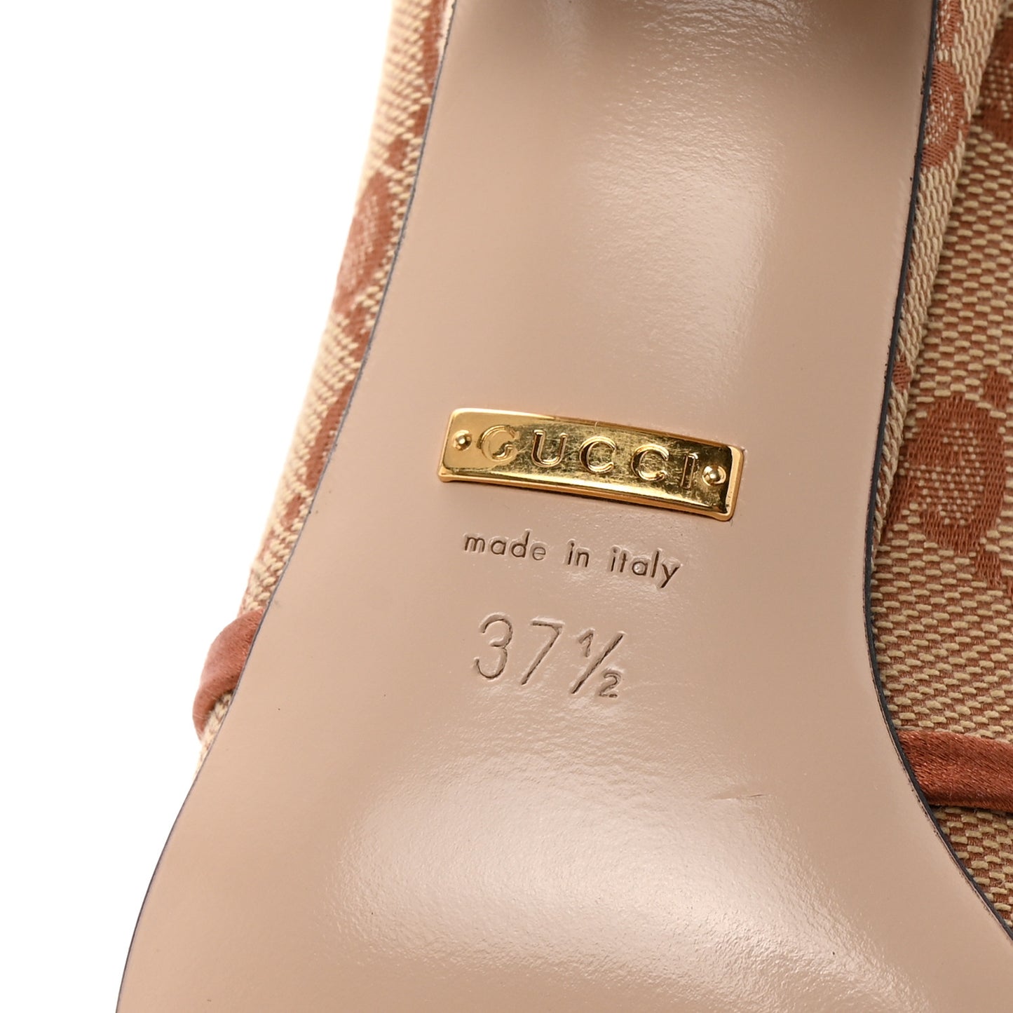 Monogram Satin Torchon Double G Pumps 37.5 Beige Ruggine Copper