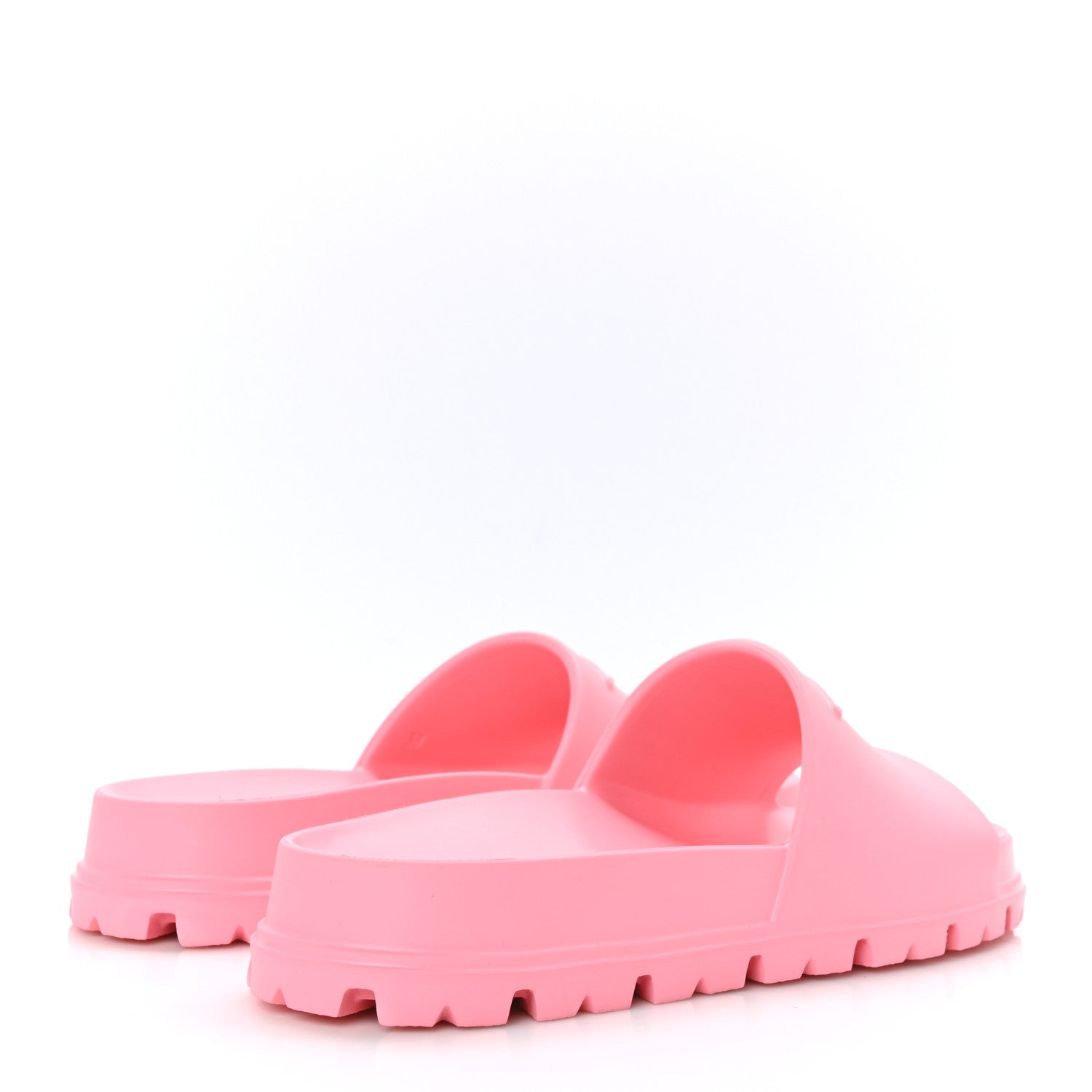 Prada EVA Rubber Triangle Logo Embossed Womens Lug Sole 20mm Slide Sandals 38 Begonia 4 of 8