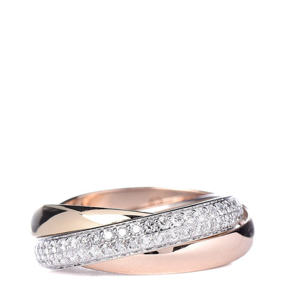 Cartier 18K White Yellow Pink Gold Diamond Small Trinity Paved Ring 46 3.75 1 of 4