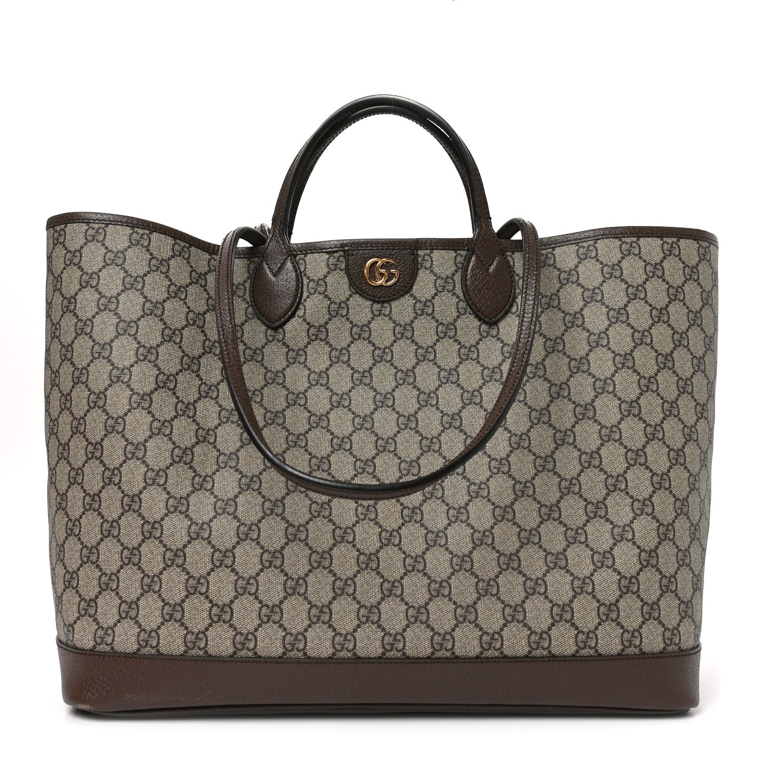 Gucci GG Supreme Monogram Textured Calfskin Medium Ophidia Shoulder Tote Bag Beige Ebony New Acero 1 of 10