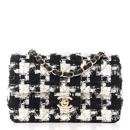 Chanel Tweed Quilted Mini Rectangular Flap Black Ecru White 1 of 11
