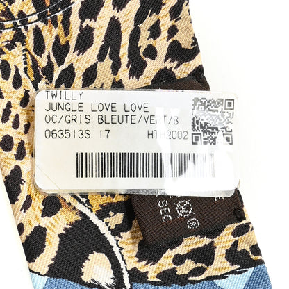 Hermes Silk Jungle Love Twilly Gris Bleuete Vert 3 of 4