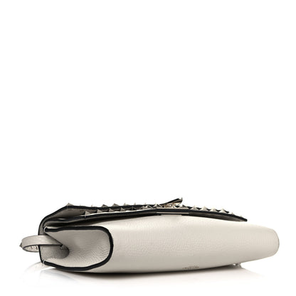 Valentino Garavani Pebbled Calfskin Rockstud Double Flap Crossbody Bag White 4 of 13