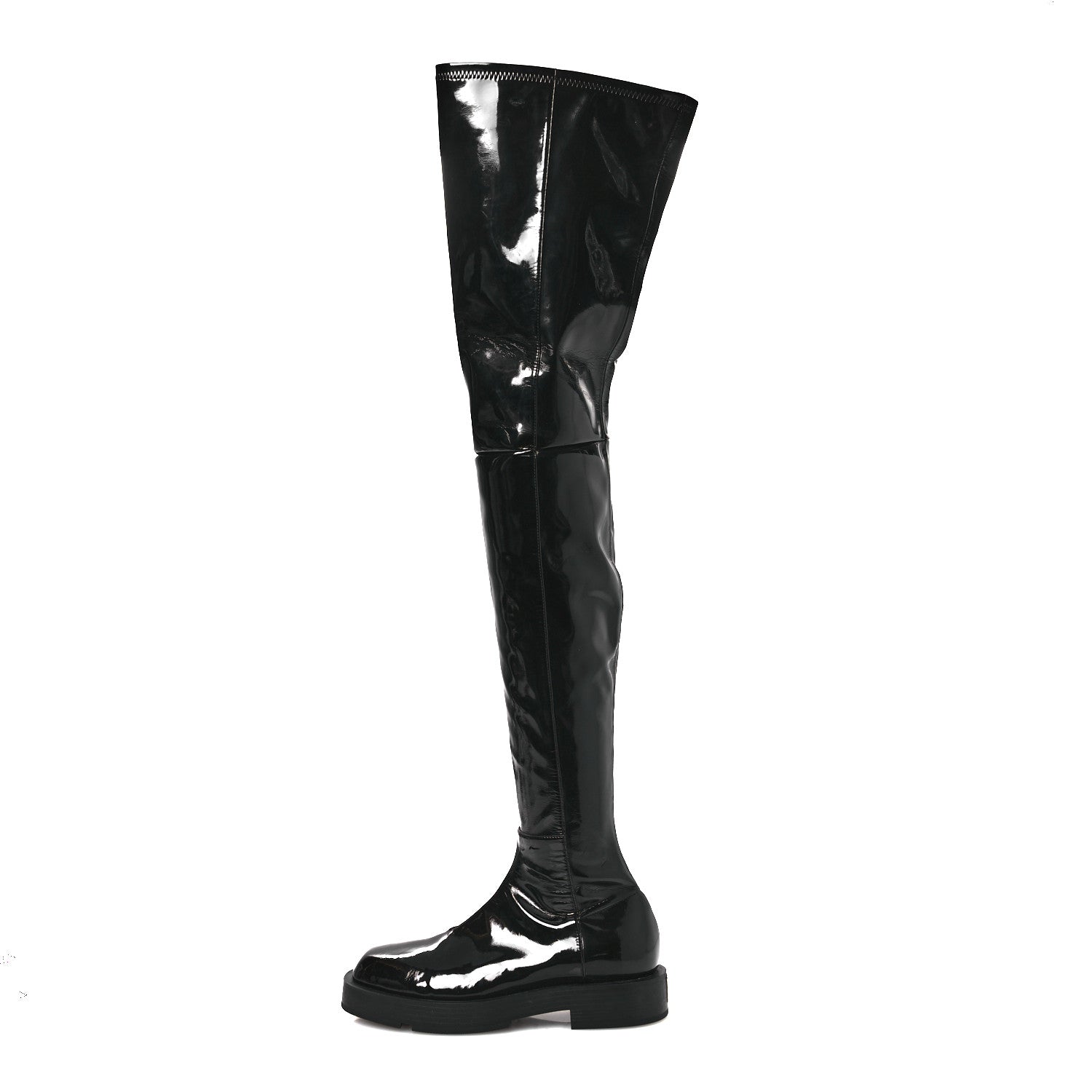 Givenchy Patent Squared Over The Knee Flat Boots 36 Black 1 of 11