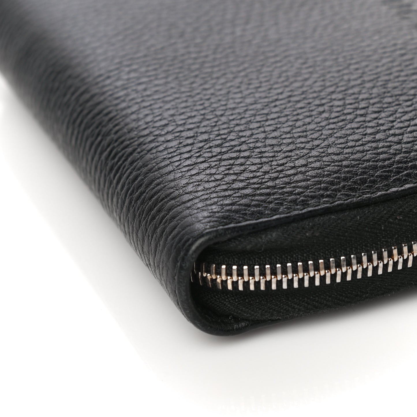 Pebbled Calfskin Zip Around Wallet Black
