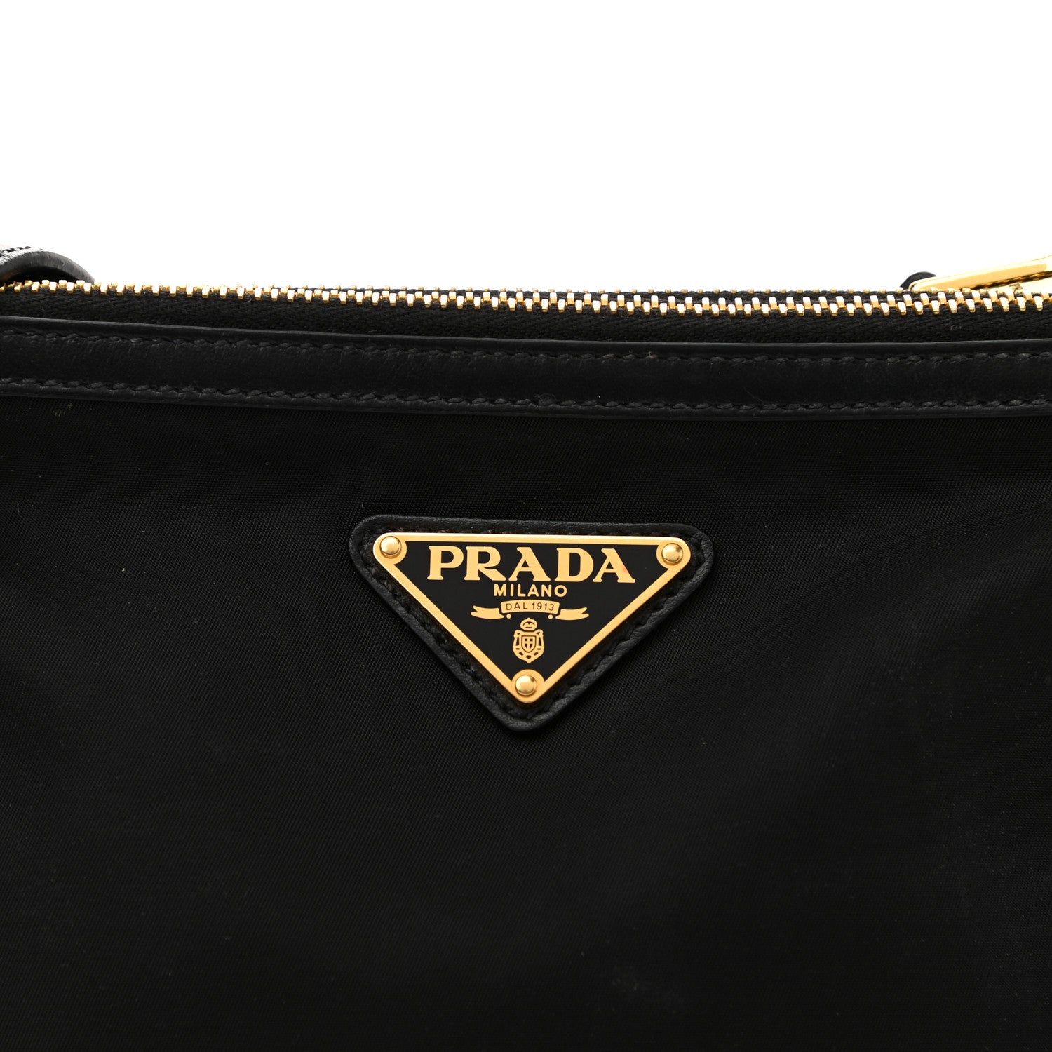 Prada Tessuto Nylon Soft Calf Double Zip Crossbody Bag Black 8 of 10