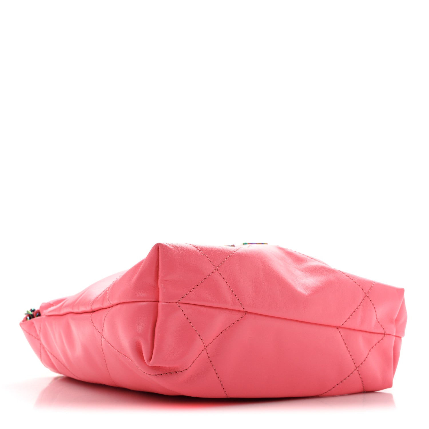 Chanel Shiny Calfskin Quilted Rainbow Metal Mini Chanel 22 Coral Pink 4 of 13