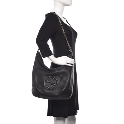 Gucci Pebbled Calfskin Medium Soho Chain Hobo Black 2 of 14