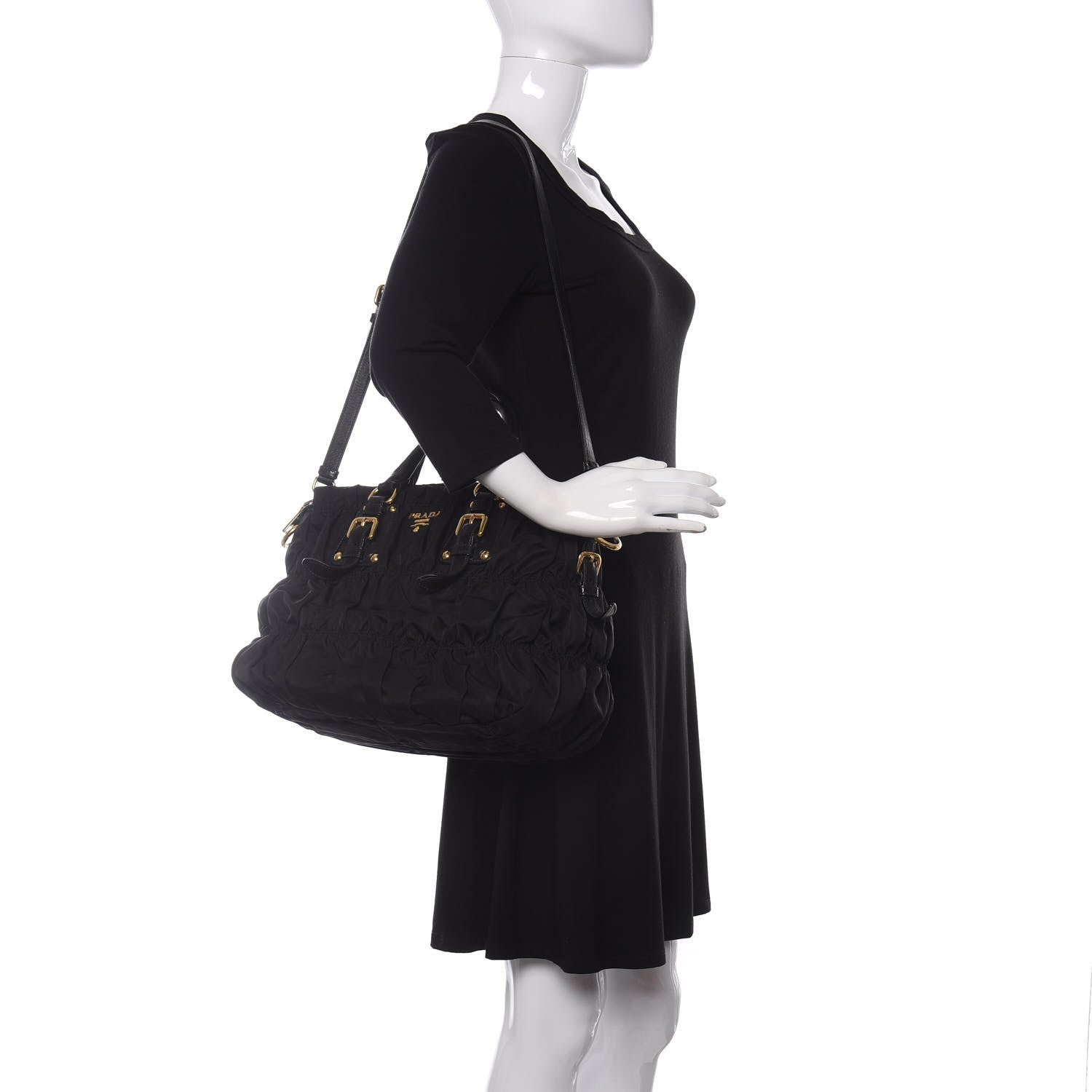 Prada Tessuto Nylon Gaufre Tote Black 2 of 9