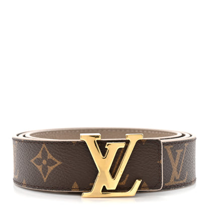 Louis Vuitton Calfskin Monogram 30mm LV Initiales Reversible Belt 90 36 Beige 1 of 4