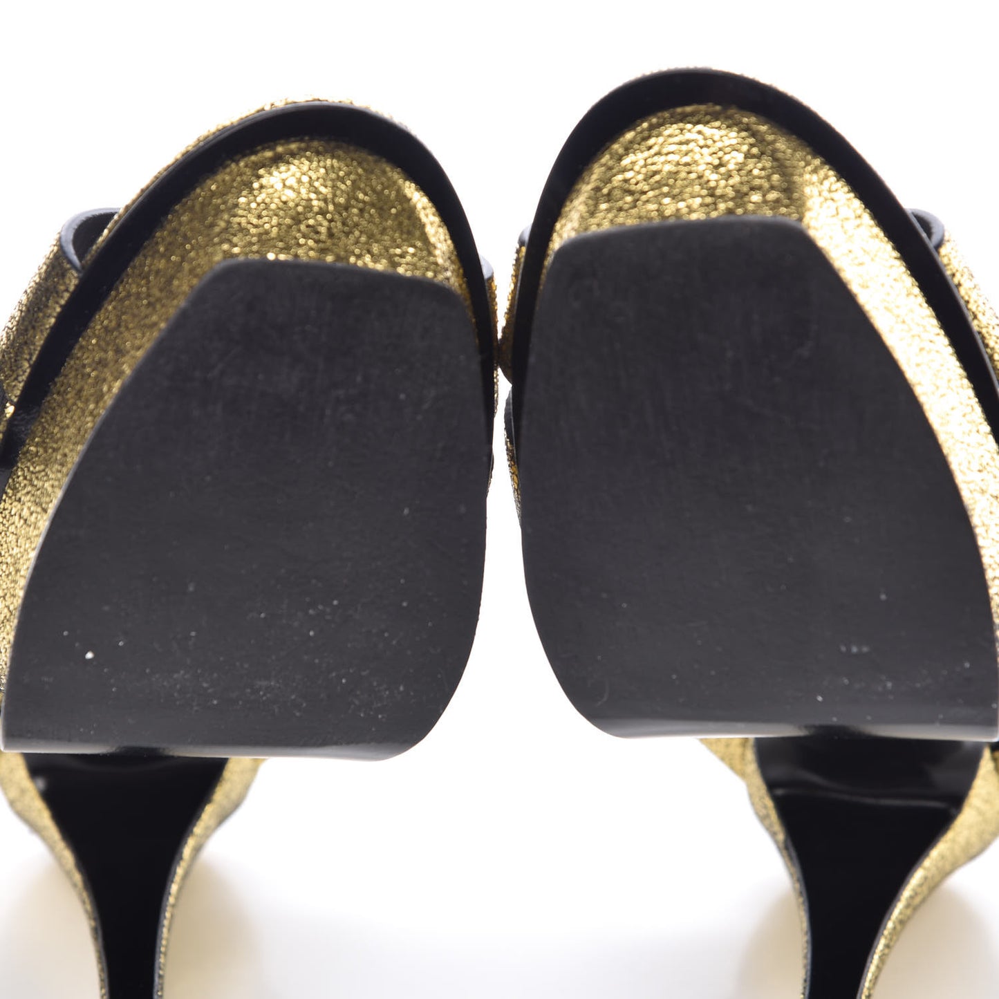 Metallic Crackled Calfskin Tribute 105 Platform Sandals 36.5 Black Gold