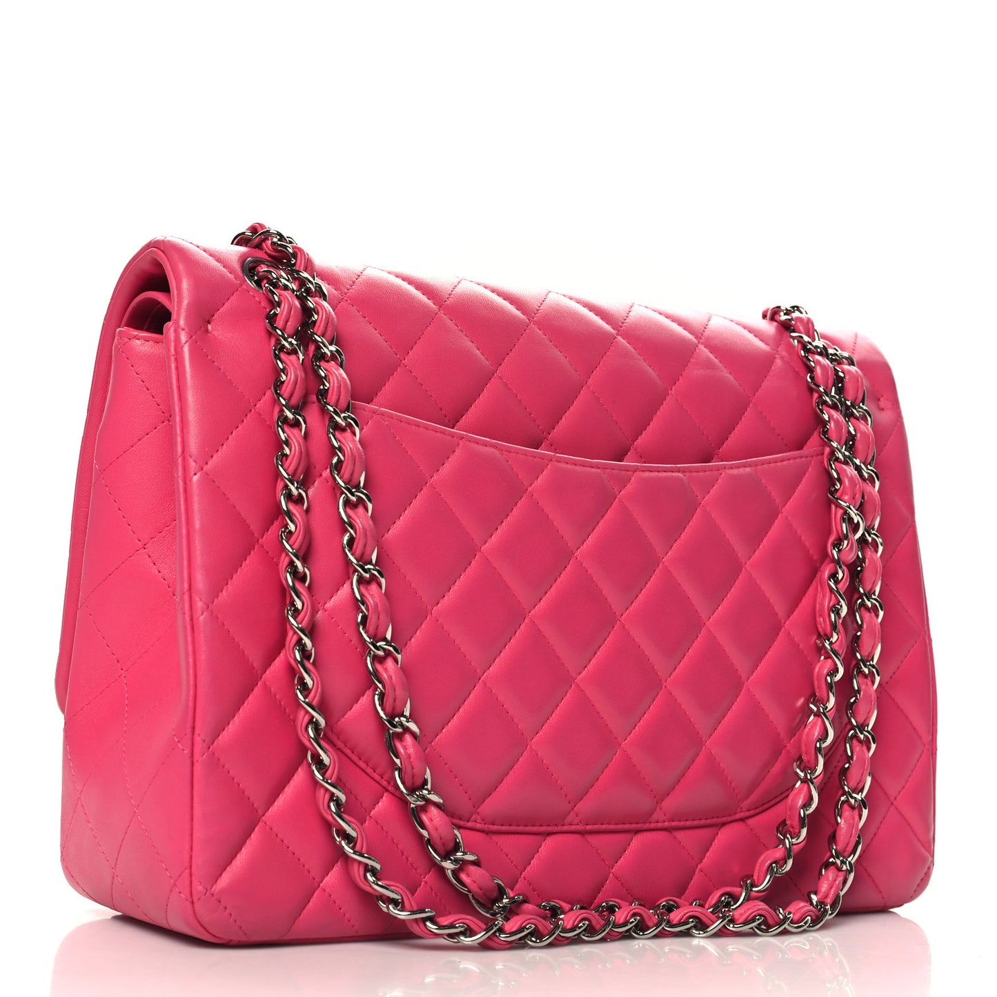 Lambskin Quilted Maxi Double Flap Fuchsia