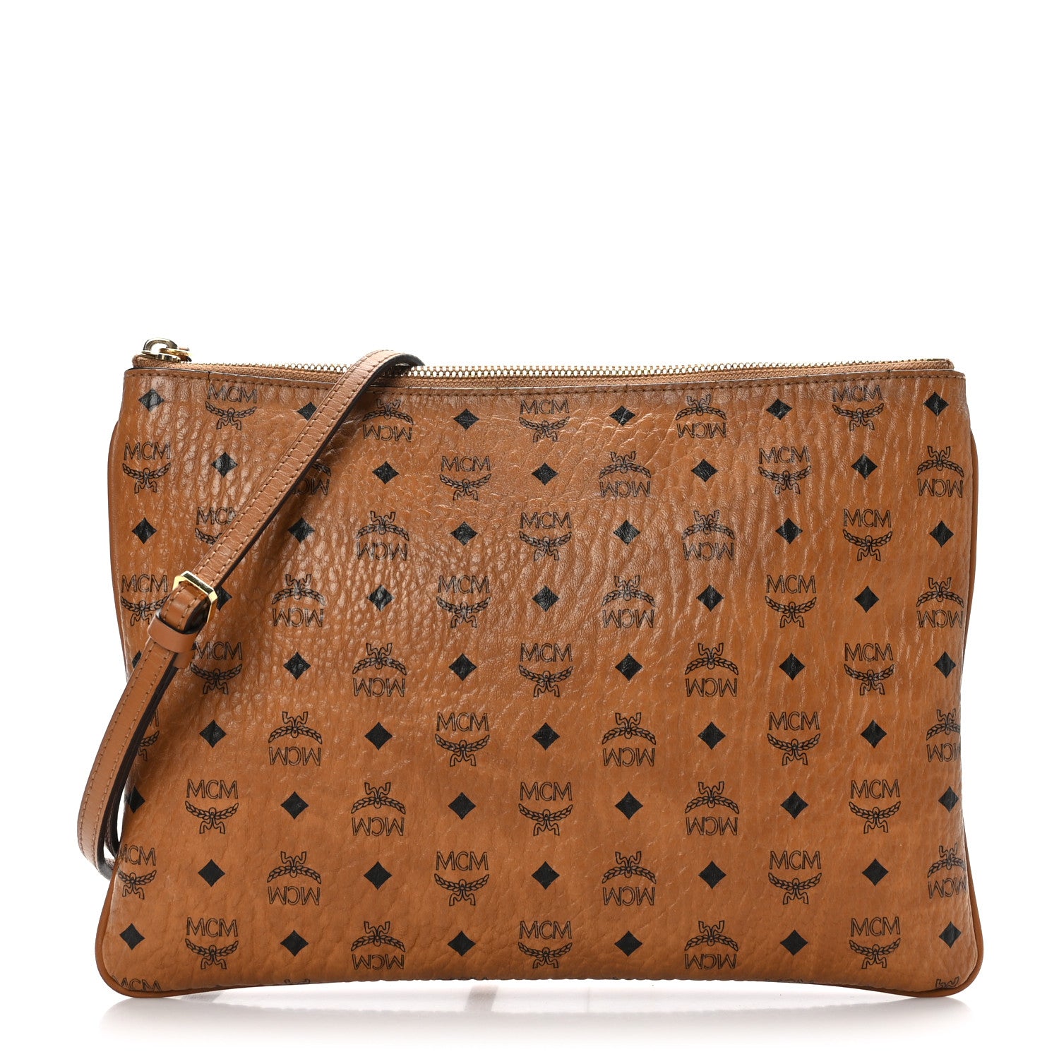 MCM Visetos Medium Crossbody Pouch Cognac 1 of 8