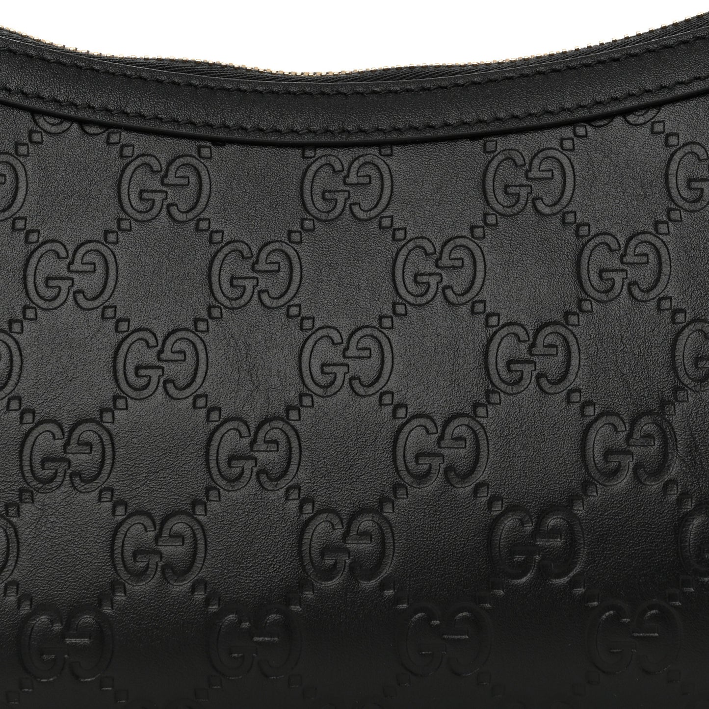 GG Calfskin Embossed Emblem Small Shoulder Bag Black
