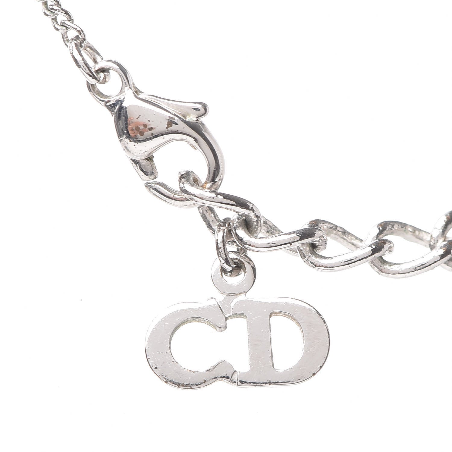 Christian Dior Metal Logo Necklace Silver 4 of 5