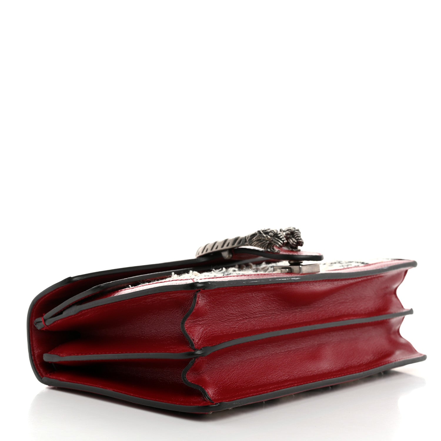 Gucci Tweed GG Monogram Small Dionysus Shoulder Bag White Black Romantic Cherry 4 of 12