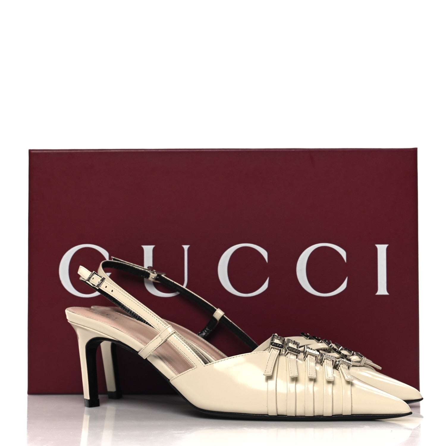 Gucci Patent Regents Slingback Pumps 37.5 New Ivoire 10 of 10
