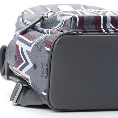 MCM Visetos Chevron Stripe Small Backpack Phantom Grey Multicolor 8 of 9