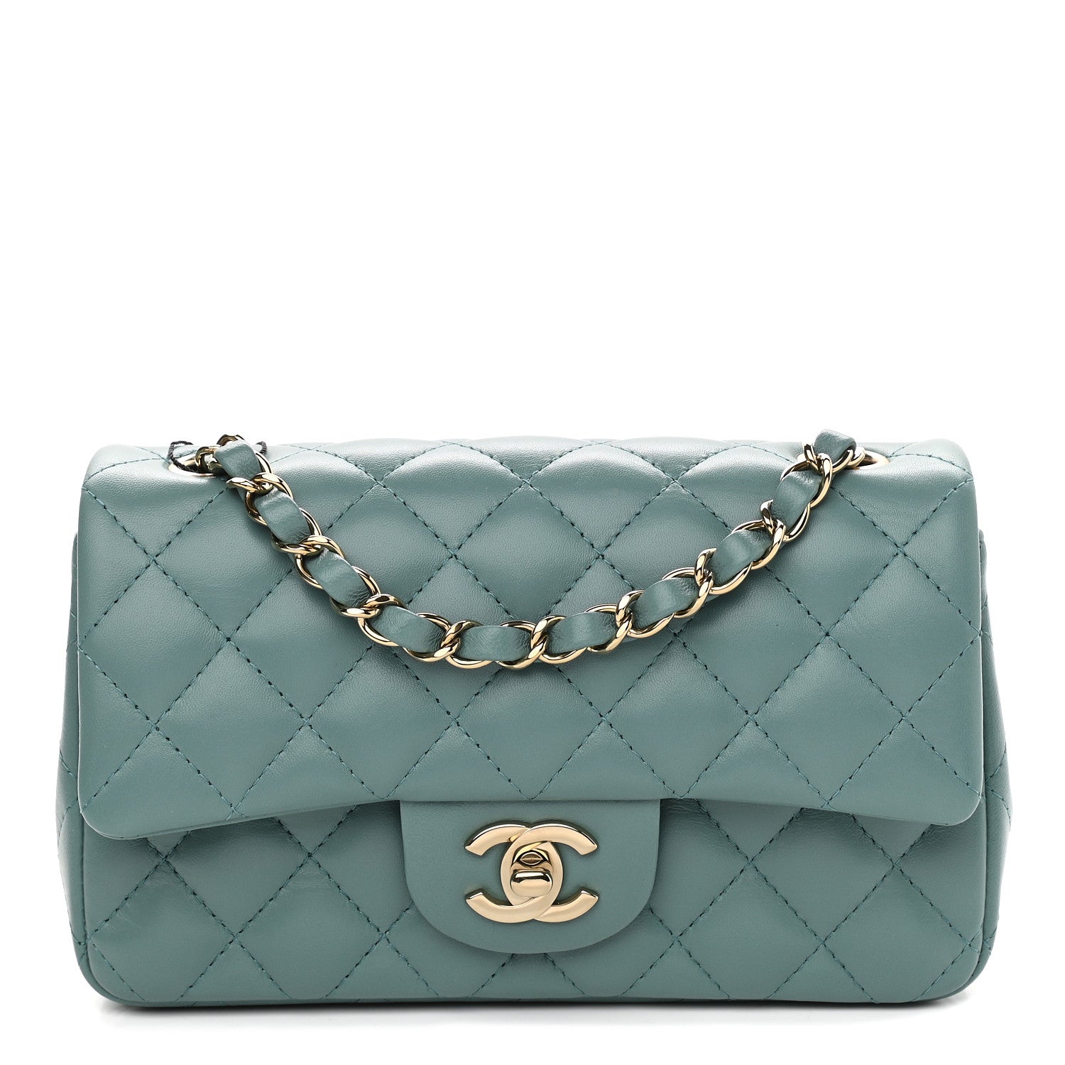 Chanel Lambskin Quilted Mini Rectangular Flap Green 1 of 8
