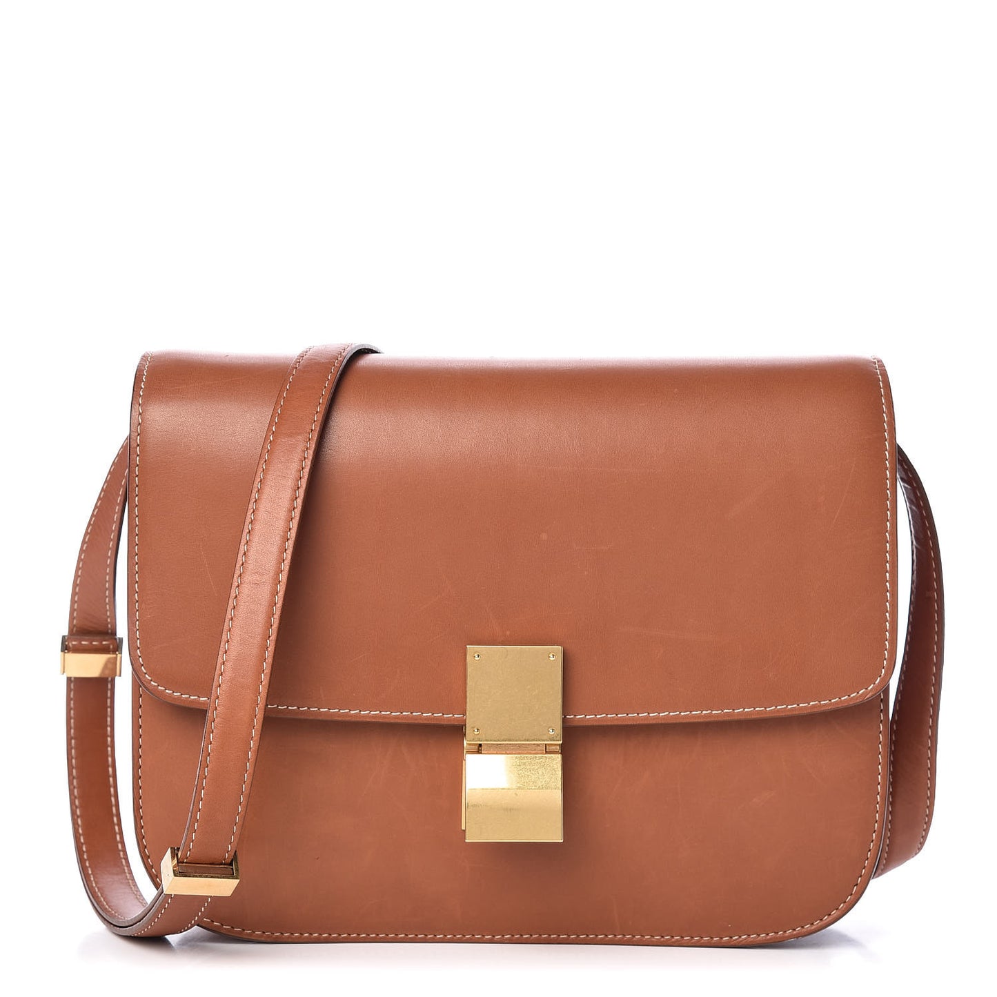 Smooth Calfskin Medium Classic Box Flap Bag Camel